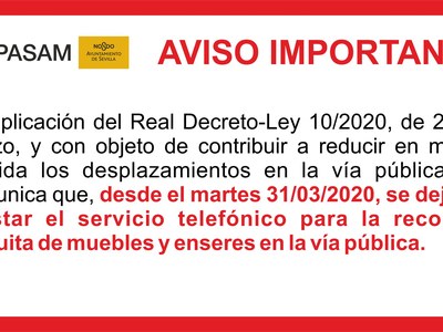 AVISO IMPORTANTE RECOGIDA DE MUEBLES