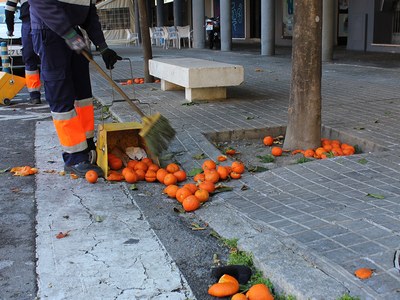 El Ayuntamiento,  a través de Lipasam, pone en marcha el plan de refuerzo para la recogida de la naranja amarga caída al suelo con 46 contrataciones y un presupuesto de 138.000 euros